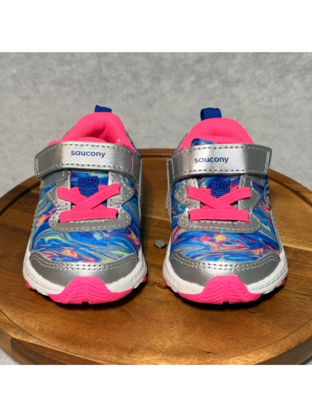 Saucony Kids Shoes Toddler Size 4M Multicolor Swirl Blue Pink Hook/Loop Closure - Picture 4 of 11